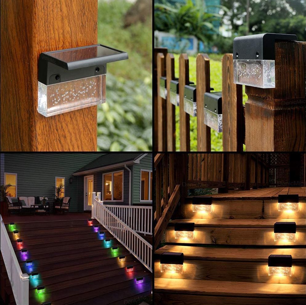 Solar LED Step & Fence Light | IP65 Waterproof | Warm White & RGB | 8–9hr | 100K hr Lifespan | 1, 4, 6 & 8pc | Black