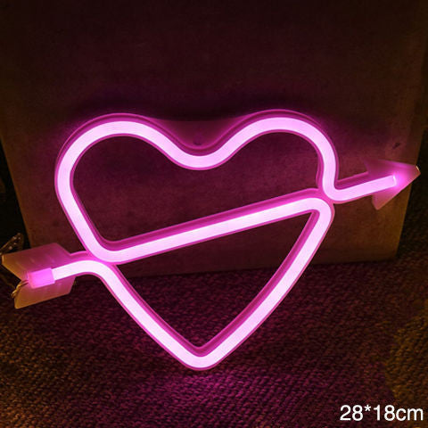 LED Neon Sign Night Light | USB & 3×AA Battery | Induction Switch | 30×18.5×2cm | 1.9W | Wall Hanging | 24 Designs | Bedroom, Party & Home Decor | Gift | Styles A–X