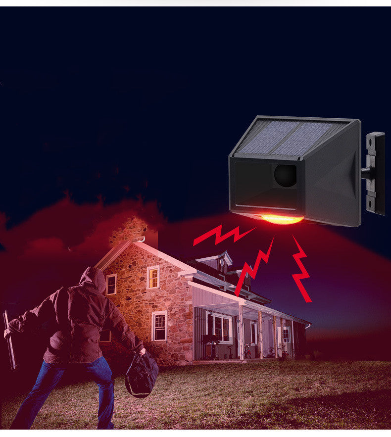 Solar PIR Motion Sensor Security Alarm Light | IP65 | Remote Control | 3W LED | Outdoor | Black