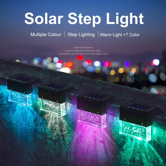 Solar LED Step & Fence Light | IP65 Waterproof | Warm White & RGB | 8–9hr | 100K hr Lifespan | 1, 4, 6 & 8pc | Black