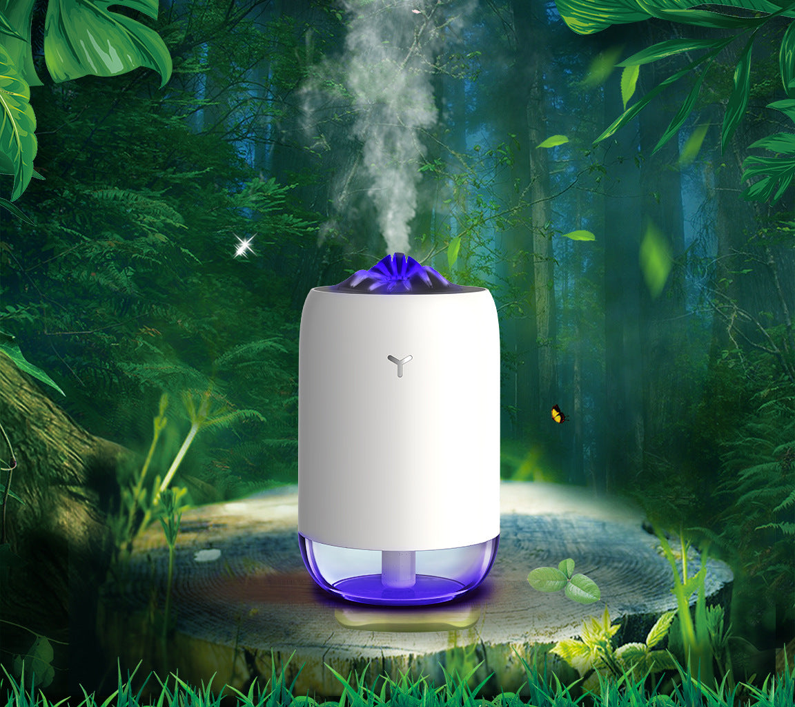 Magic Flame Ultrasonic Humidifier & Aroma Diffuser | 2W USB | 2–8hr Timer | ≤36dB | Auto Shut-Off | Desktop | Light Blue, Pink & White