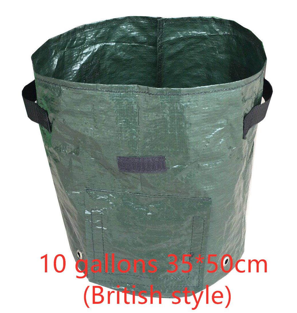 PE Garden Grow Bag | Breathable | Drainage Holes | Side Harvest Window | Double Handles | Reusable & Foldable | White/Green & Black | 5 Sizes | Balcony, Garden & Outdoor Planting