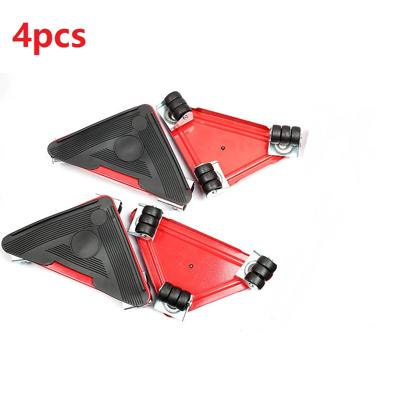 Furniture Moving Lifter & Slider Set | 150kg Capacity | Pry Bar + 4 Square Pulleys | ABS & Steel | Blue, Red & Yellow