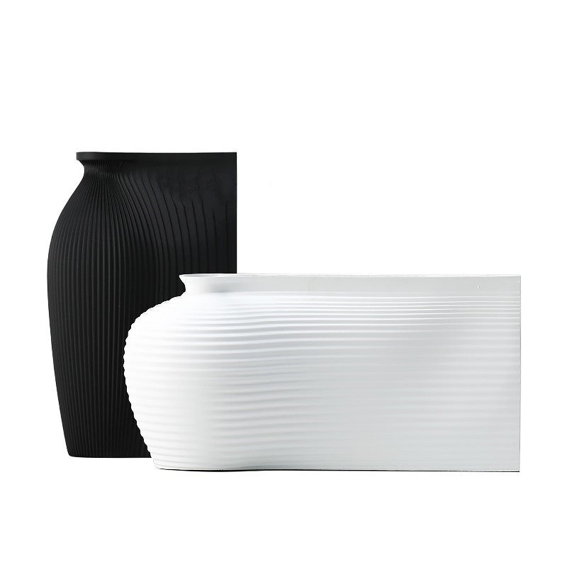 Modern Nordic Minimalist Geometric Art Vase | Resin Figure Sculpture, Living Room Decor (Blue/White/Black)