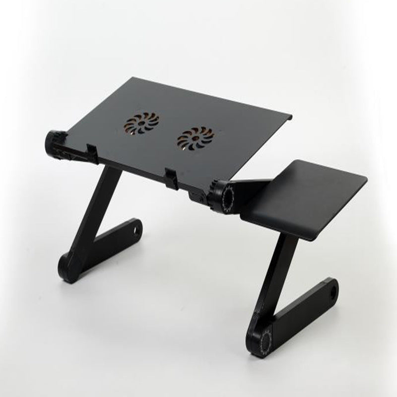 Foldable Aluminium Laptop Lap Desk | 360° Adjustable | 42×26cm | Mouse Panel | With or Without Fan | Black