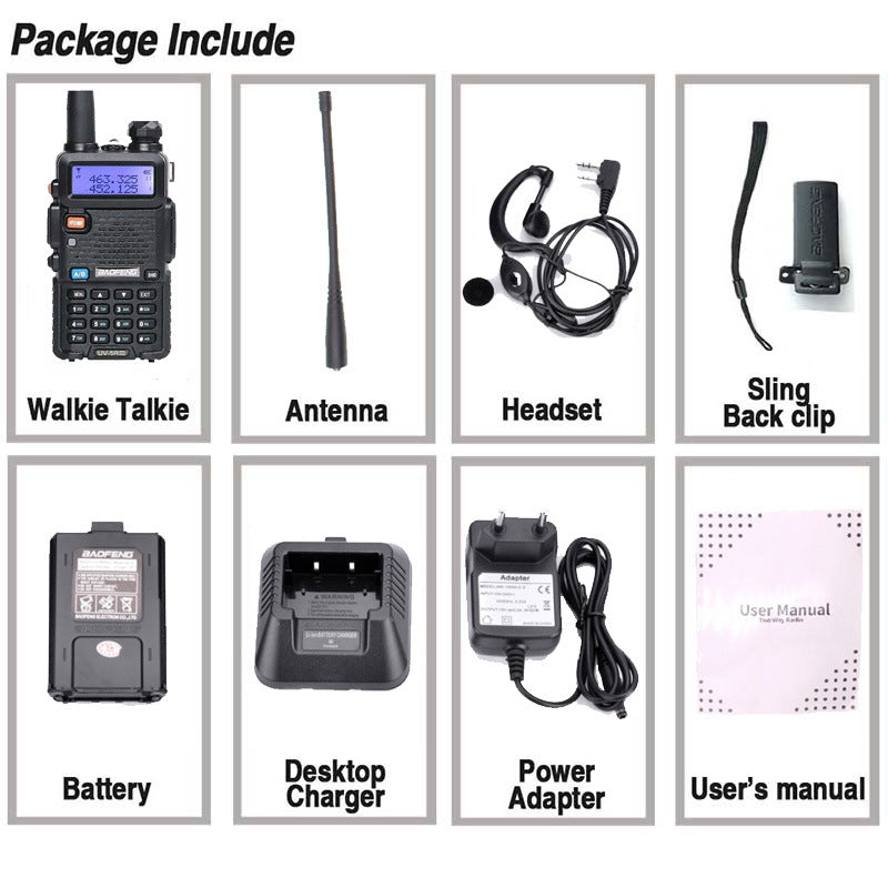 Baofeng UV-5R Tri-Band Walkie Talkie | 5W, 128CH, 10km Range | VHF/UHF/220MHz | AU/EU/UK/US/USB