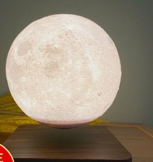 3D Magnetic Levitation Moon Night Light | 14cm | 12V | Touch Switch | Wood Base | 15mm Float | AU, EU, UK & US