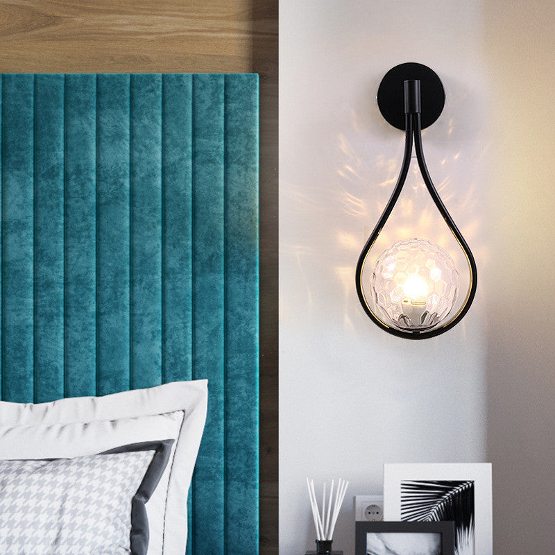 Nordic Glass Pendant Wall Lamp | B6005-D | E27 | D150×H450mm | Milk White Glass Shade | 30,000hr | EU & US Plug | With & Without Bulb | Black & Gold | Bedroom & Living Room