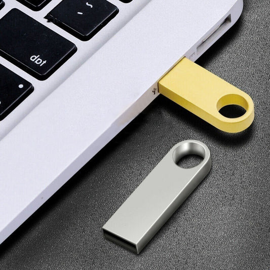 Metal USB 2.0 Flash Drive | Plug & Play, Shock-Proof, 16GB–128GB | Gold & Silver