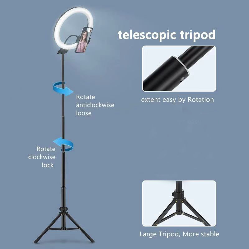 10-Inch LED Ring Light with Tripod | 26cm | 10W | 10 Brightness Modes | 1%–100% Dimming | 3200K–5500K | 37–160cm Adjustable | USB | Phone Holder | Selfie, Video & Makeup Light