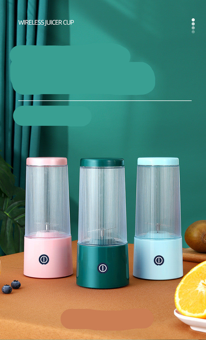 Rechargeable Portable Juicer Cup | 37W | 4-Cutter Head | 350ml | 12,000 RPM | USB Powered | 8×8×18.5cm | Blue, Green & Pink