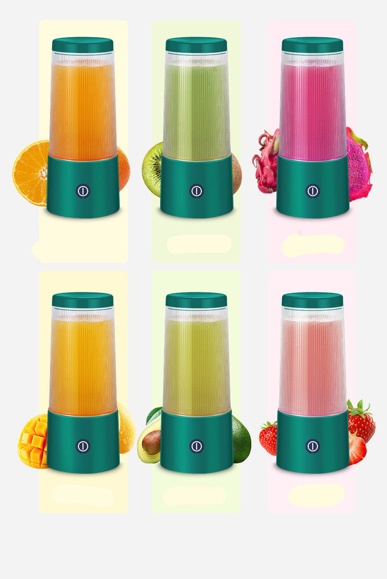 Rechargeable Portable Juicer Cup | 37W | 4-Cutter Head | 350ml | 12,000 RPM | USB Powered | 8×8×18.5cm | Blue, Green & Pink