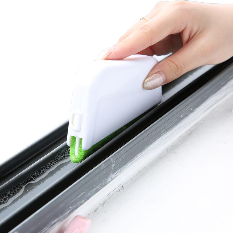 Window Groove Gap Cleaning Brush | All-Season | Slim Bristle Design | Track, Sliding Door & Keyboard Cleaning | Lightweight 55g | Green & Grey | Home Cleaning Tool
