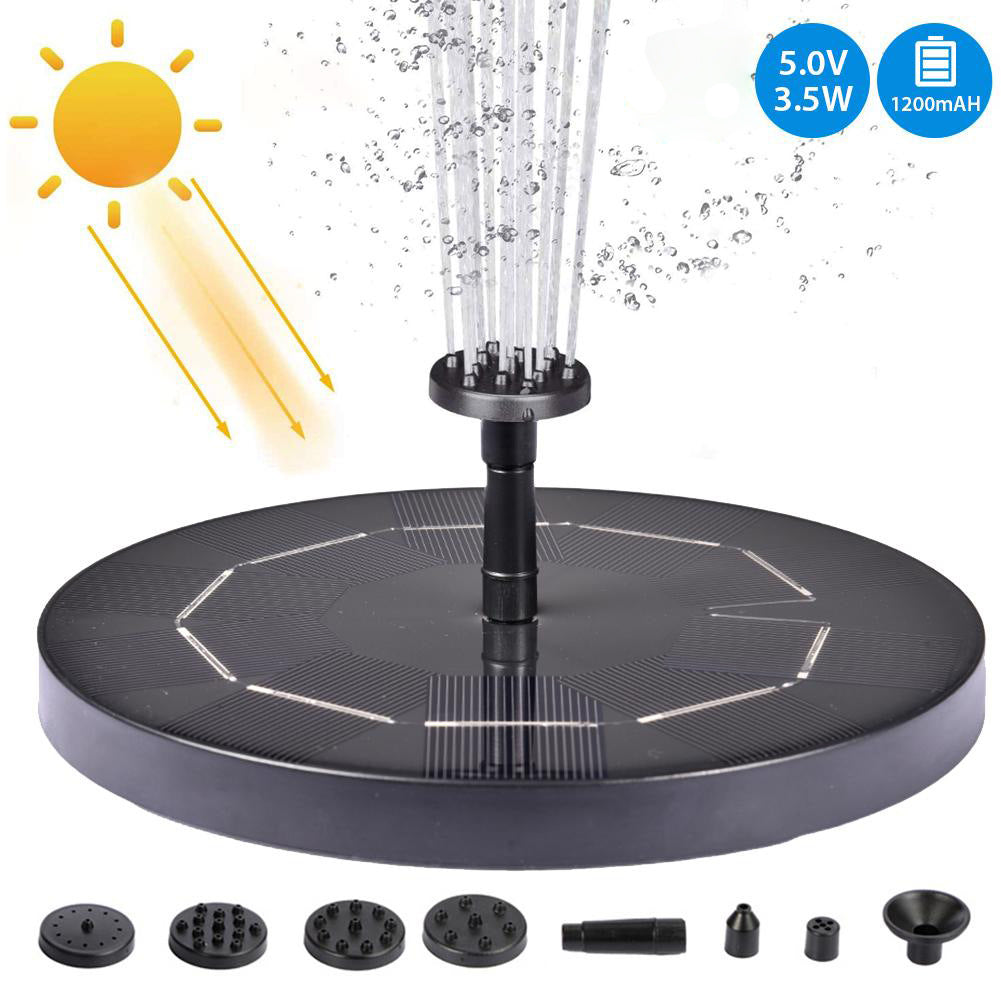 Solar-Powered Garden Fountain Pump | 1.5W | 210L/h | 4 Nozzles | Brushless Motor | 10,000hr+ | Bird Bath, Pond & Garden | 1–4pc & Bulk Sets