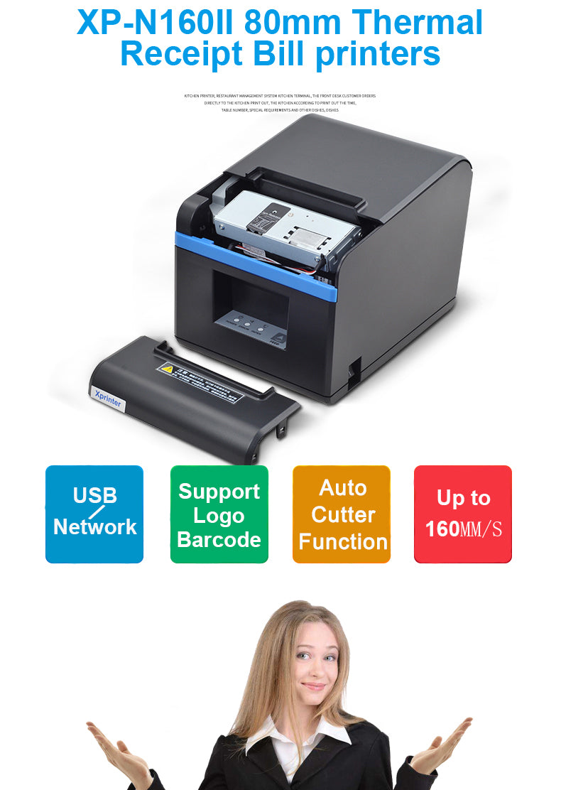 80mm Bluetooth Thermal Receipt Printer | Restaurant Kitchen POS | Bill Ticket Printer | 80x80mm Paper Roll
