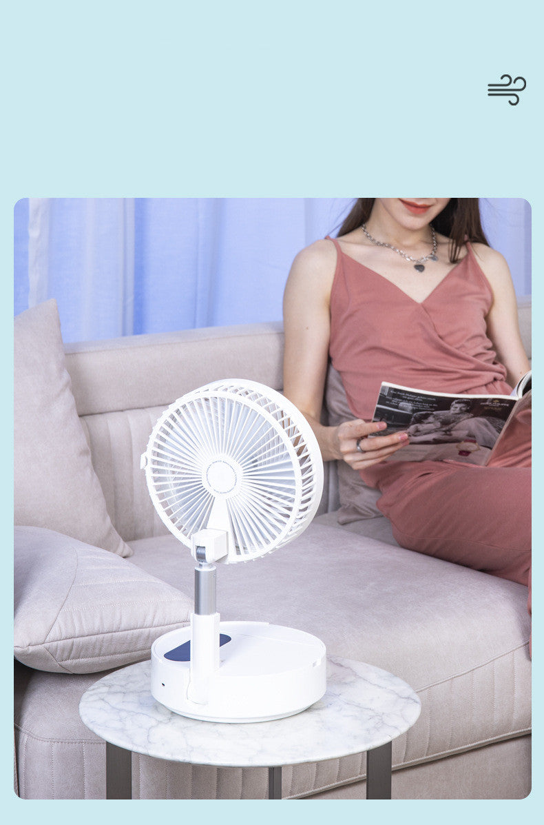 USB Rechargeable Portable Folding Fan | 5W | 3-Speed | Remote Control | Oscillating | Auto Fall-Stop | 9.5-Inch | ≤36dB | 5000mAh & Fixed Head