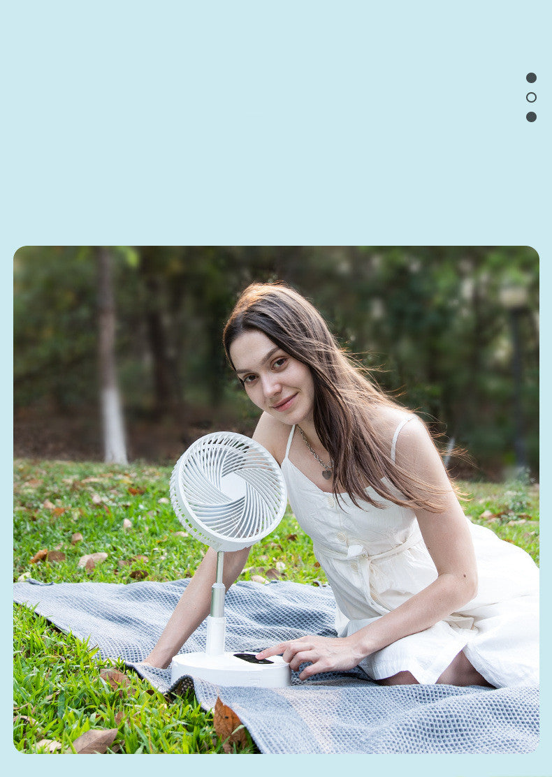 USB Rechargeable Portable Folding Fan | 5W | 3-Speed | Remote Control | Oscillating | Auto Fall-Stop | 9.5-Inch | ≤36dB | 5000mAh & Fixed Head