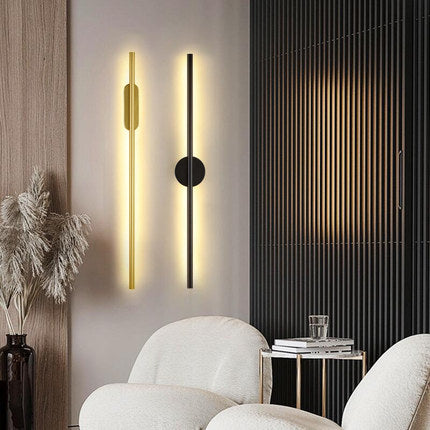 LED Long Strip Wall & Ceiling Bar Light | 30,000hr | 220V | Remote Control | Warm & White Light | 60cm & 80cm | Black & Gold | 10–15m² Coverage