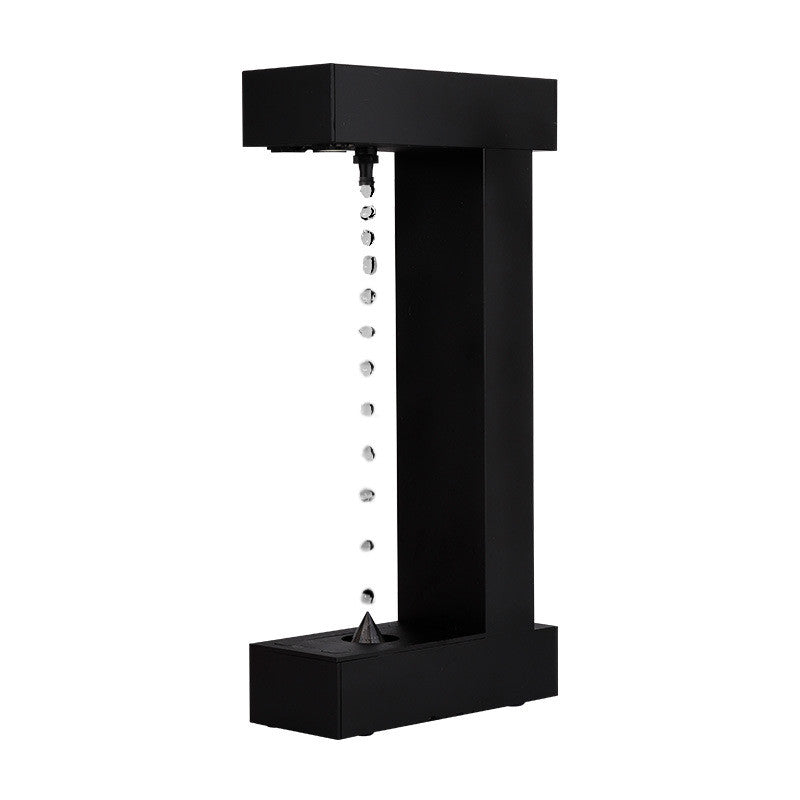 Anti-Gravity Floating Sand Hourglass LED Table Lamp | UV Disinfection, Geometric Design, Obsidian Black, US Plug