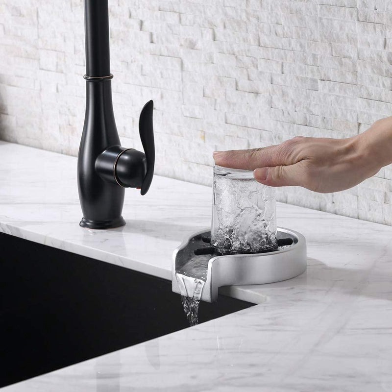Stainless Steel High-Pressure Cup Washer | Automatic Push | Bar & Kitchen | Black, Gold & Silver | Multiple Sizes & Brush Attachments