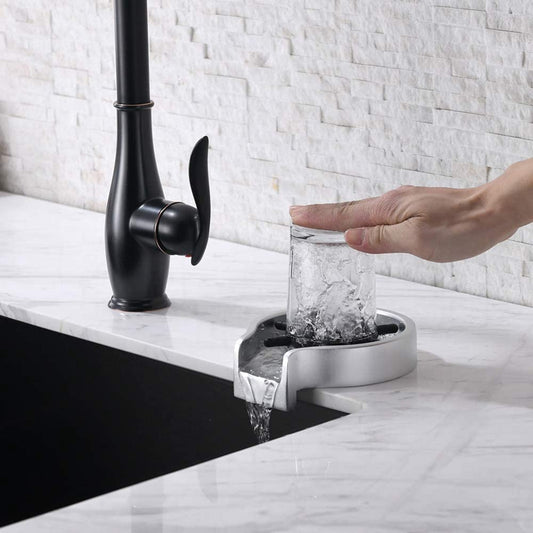 Stainless Steel High-Pressure Cup Washer | Automatic Push | Bar & Kitchen | Black, Gold & Silver | Multiple Sizes & Brush Attachments