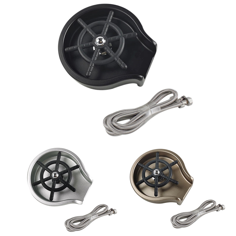 Stainless Steel High-Pressure Cup Washer | Automatic Push | Bar & Kitchen | Black, Gold & Silver | Multiple Sizes & Brush Attachments
