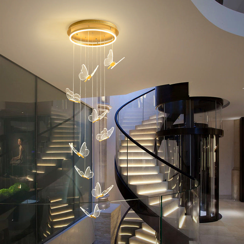 Modern Loft LED Glass Chandelier | Gold Iron Frame, 3-24 Heads, Stepless Dimming, 100-240V, Living Room