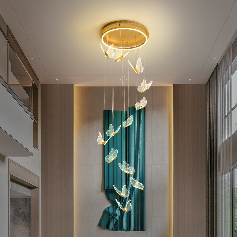 Modern Loft LED Glass Chandelier | Gold Iron Frame, 3-24 Heads, Stepless Dimming, 100-240V, Living Room
