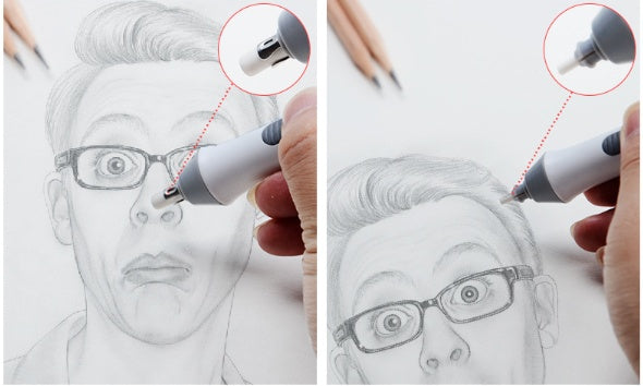 Electric Eraser Pen | Battery-Operated | Artists, Students & Office | Black & Gray | Replacement Cores Available