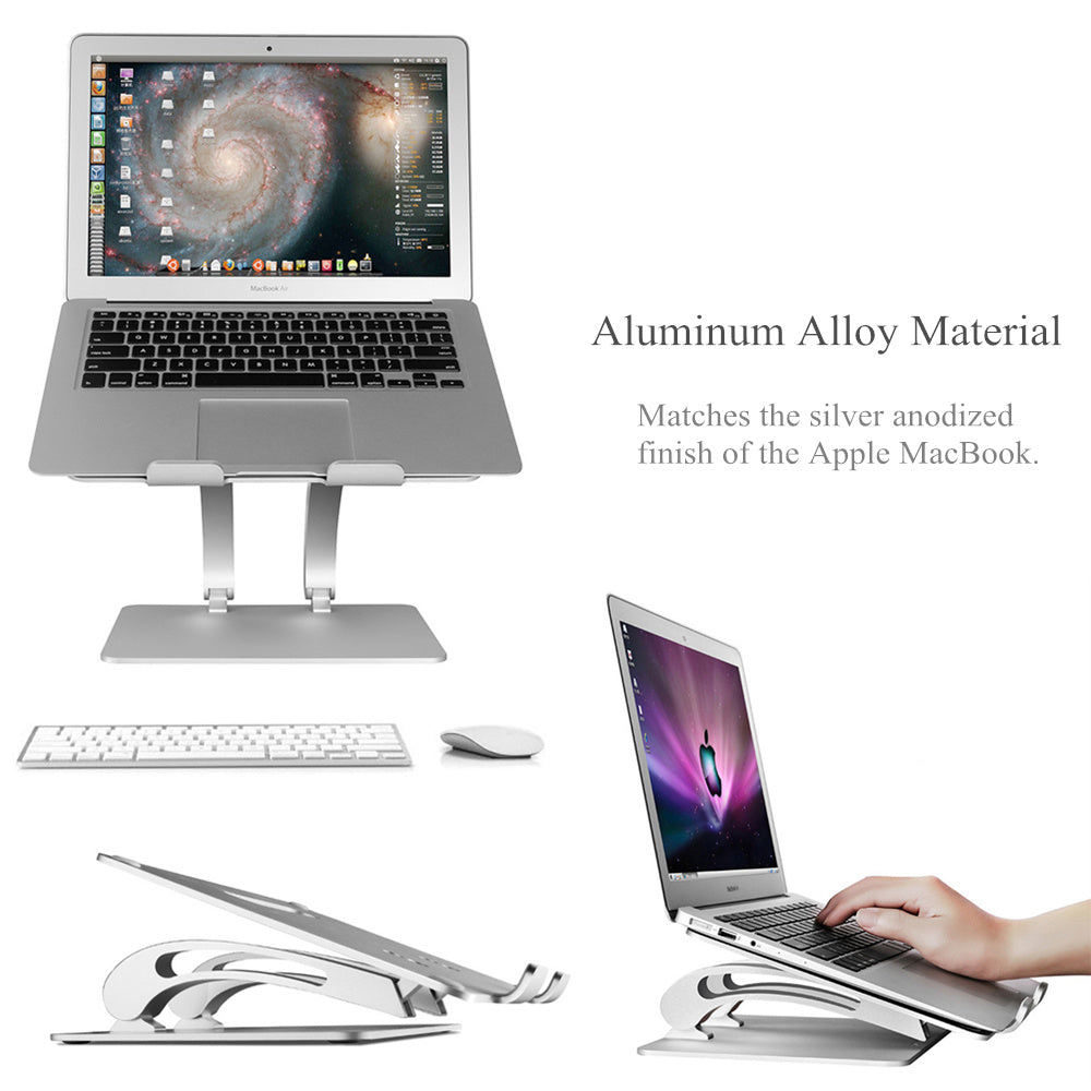 Aluminum Alloy Foldable Laptop Stand | Cooling Base, Adjustable Lift | Black & Gray