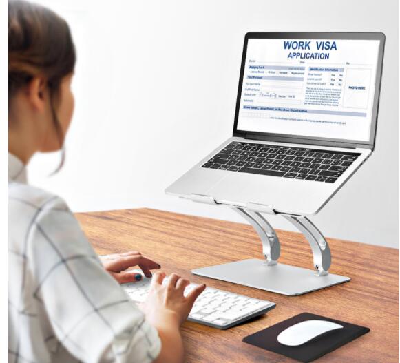 Aluminum Alloy Foldable Laptop Stand | Cooling Base, Adjustable Lift | Black & Gray