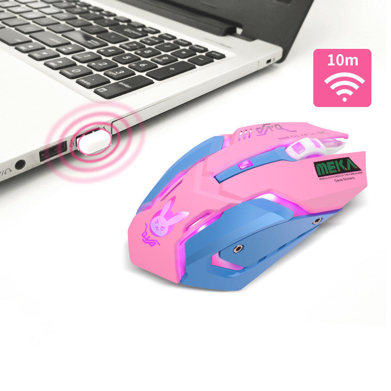 2400 DPI Wireless Silent Gaming Mouse | 6 Buttons | Silent Click | Ergonomic | Desktop & Laptop | Pink & Blue