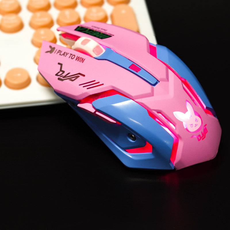 2400 DPI Wireless Silent Gaming Mouse | 6 Buttons | Silent Click | Ergonomic | Desktop & Laptop | Pink & Blue