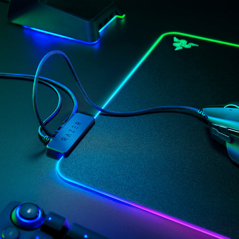Razer Firefly V2 RGB Gaming Mouse Pad | 19-Zone Chroma Lighting, Micro-Textured, Cable Catch | Black
