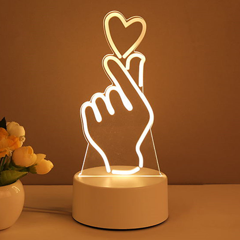 3D Illusion Acrylic LED Night Light | USB | 110–240V | Warm White | 12 Designs | I Love You, Ferris Wheel, Dinosaur, Rose & More | Bedroom, Gift & Home Decor