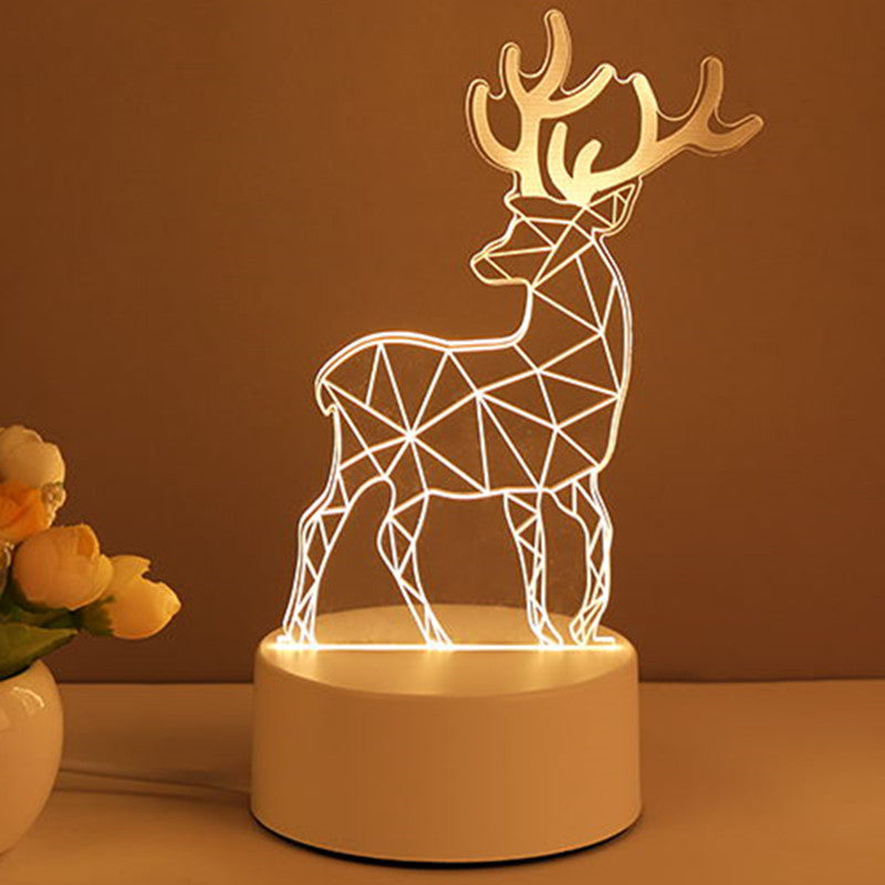 3D Illusion Acrylic LED Night Light | USB | 110–240V | Warm White | 12 Designs | I Love You, Ferris Wheel, Dinosaur, Rose & More | Bedroom, Gift & Home Decor