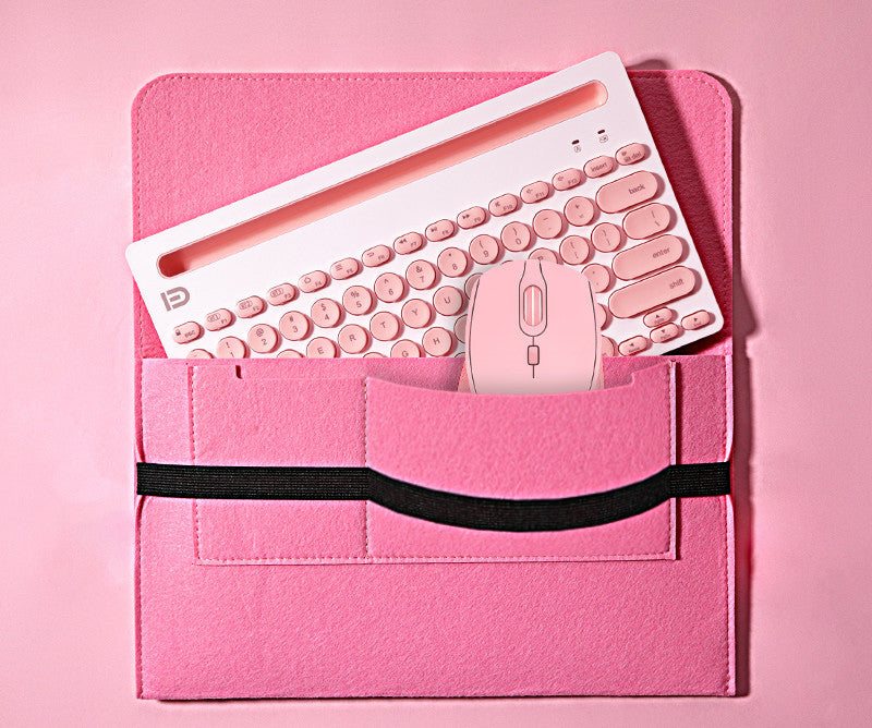 Wireless Bluetooth Keyboard & Mouse Combo Set | USB Bluetooth, Black & Pink, Optional Storage Bag
