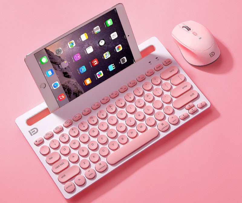 Wireless Bluetooth Keyboard & Mouse Combo Set | USB Bluetooth, Black & Pink, Optional Storage Bag