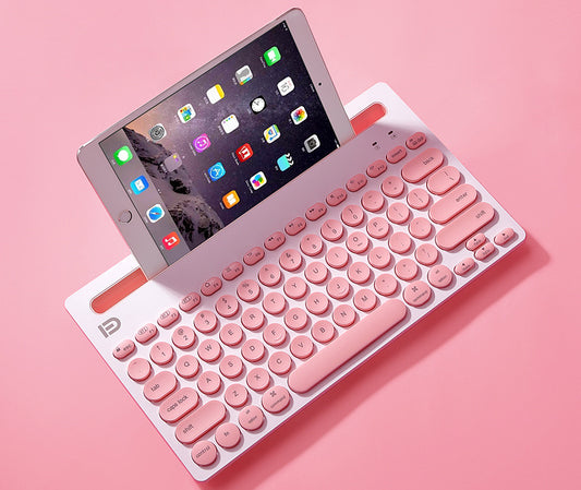 Wireless Bluetooth Keyboard & Mouse Combo Set | USB Bluetooth, Black & Pink, Optional Storage Bag