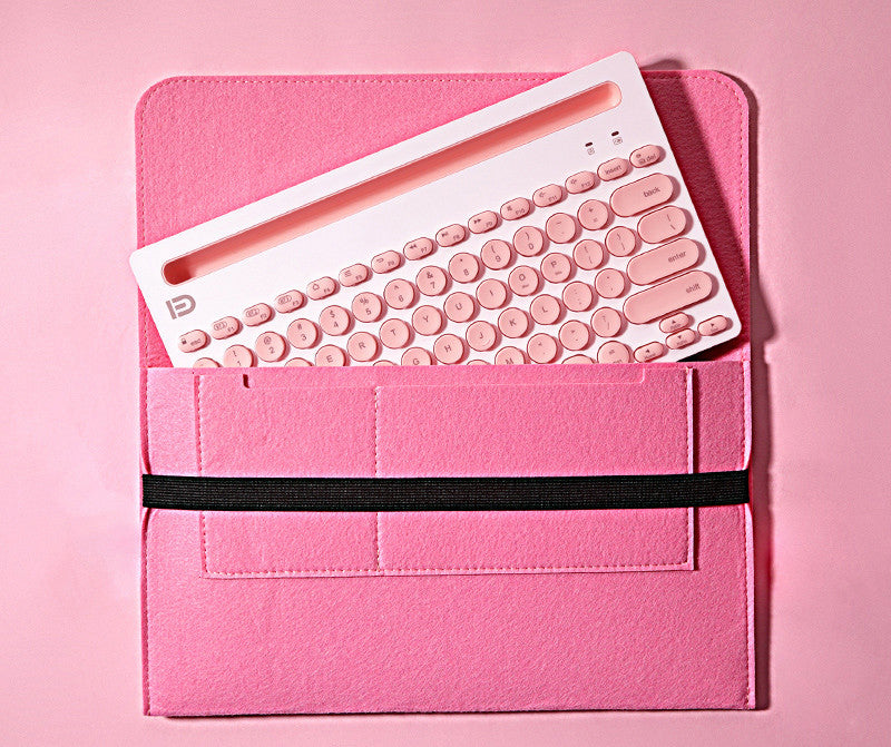 Wireless Bluetooth Keyboard & Mouse Combo Set | USB Bluetooth, Black & Pink, Optional Storage Bag