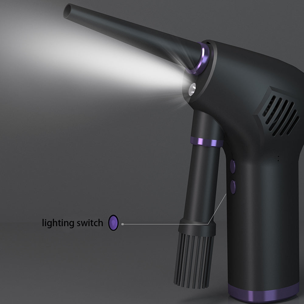 Cordless Electric Air Duster | 45,000 RPM | 70m/s | Built-In LED | Retractable Nozzle | 6,000mAh & 15,000mAh | USB & 220V | Black | Computer, Keyboard & Camera Cleaning