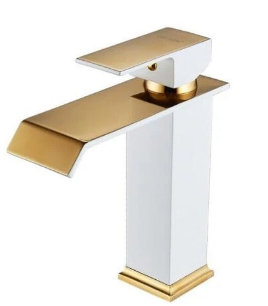 American Art Brass Waterfall Basin Faucet | White & Gold, Hot & Cold, Sensor Tap, Short & Tall, Blackened Finish
