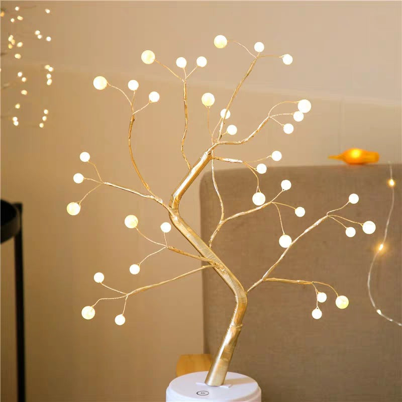 Nordic LED Copper Wire Fairy Light | Battery & USB | Rice Grain & Globe Bulbs | Gold & Silver Tree | Warm Tones | Bedroom, Living Room, Wedding & Hotel Decor