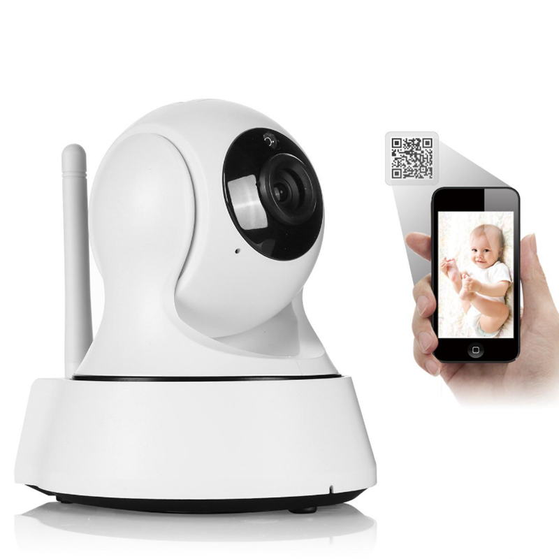 720P Pan-Tilt WiFi IP Security Camera | 355° Rotation | Night Vision | Two-Way Audio | SD Card | White