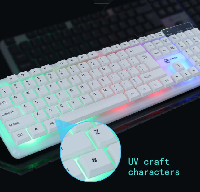 Wired Gaming Keyboard & Mouse Combo | 104-Key Backlit | LED Mouse | USB | Black & White