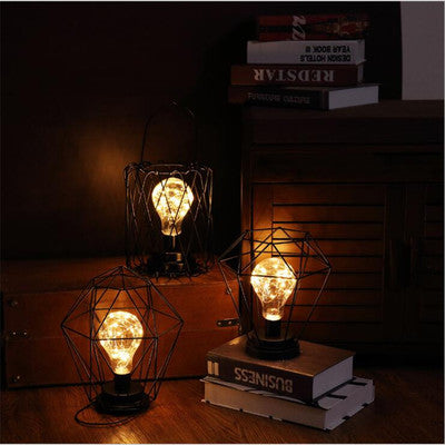 Wrought Iron Wine-Shaped Decorative Table Lamp | Copper Wire LED | Battery Powered | IP43 | 7 Styles | Home, Hotel & Restaurant