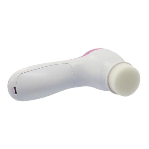 Electric Facial Cleansing Brush & Massager | 2-Speed | 5 Attachments | 2×AA Battery | 130×70×48mm | Exfoliate, Cleanse & Massage | Blue & Pink | 1pc, 2pc & 3pc