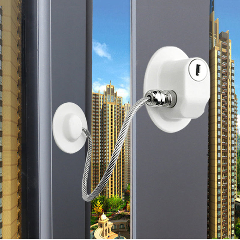 Child Safety Window & Cabinet Chain Lock | Flexible Cable | Adhesive Mount | Black & White | 1–8pcs