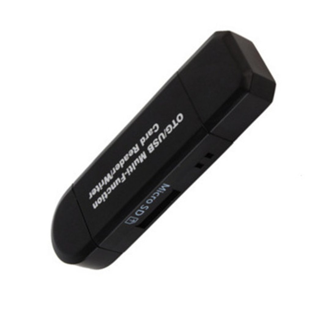 USB 2.0 OTG Card Reader | SD & TF MicroSD | Plug & Play | Compact | Black