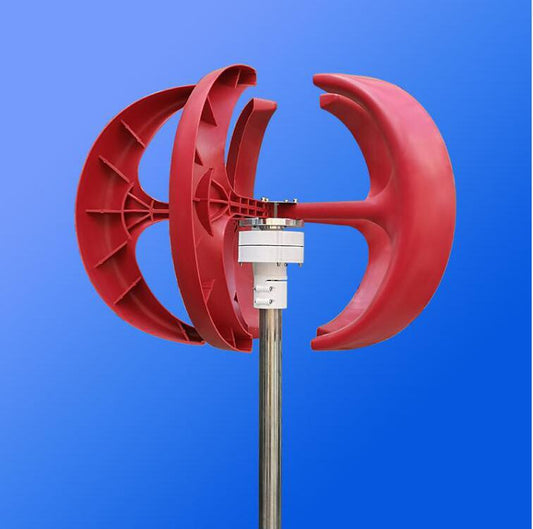 300W Lantern-Style Mini Wind Turbine Generator | 12V/24V, 5-Blade, 0.9m, Off-Grid Power (Red & White)